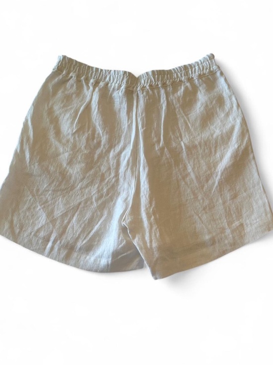 European Linen White High Waisted Button Front Shorts | 90s Summer Minimalist - Picture 3 of 10